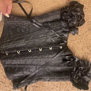 Black Satin Corset with Ribbon Details